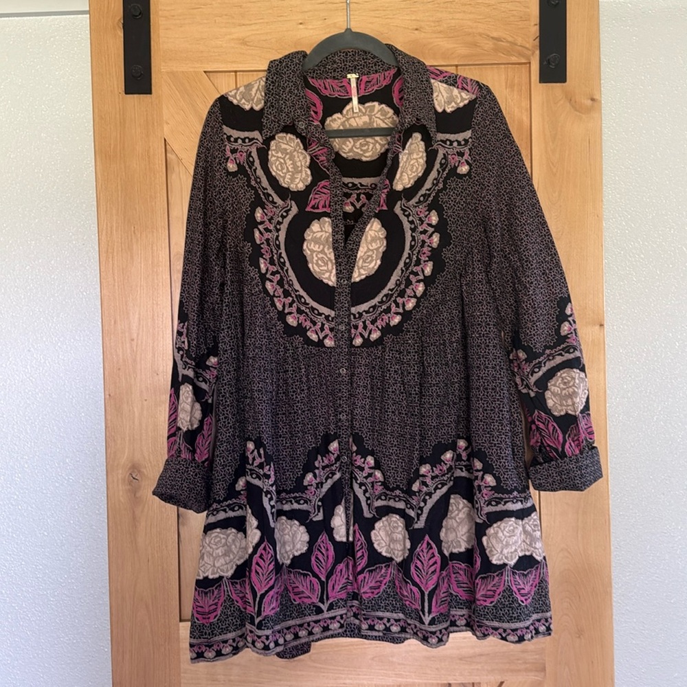 Free People Smell the Roses Mini Dress in Black Combo